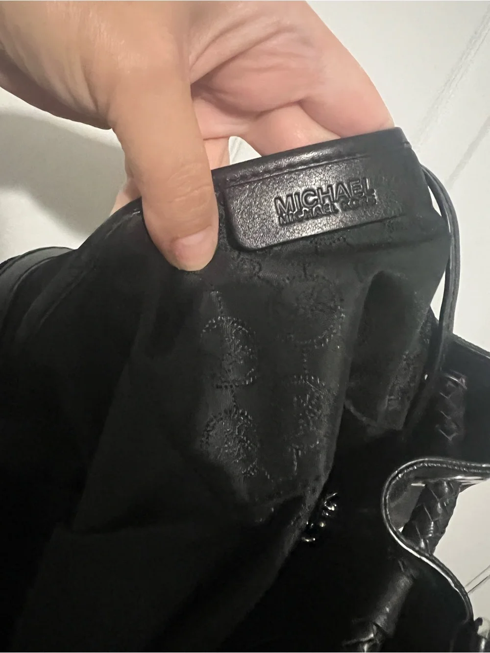 Michael Kors Black Logo Drawstring Shoulder Bag with Tassels